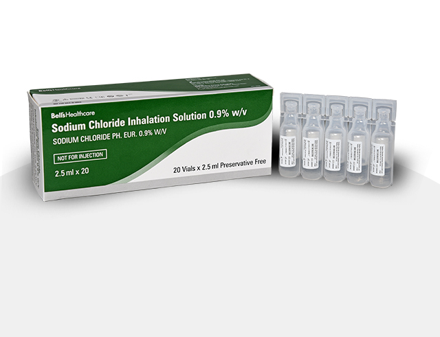 Isotonic saline solution 0.9% for inhalation